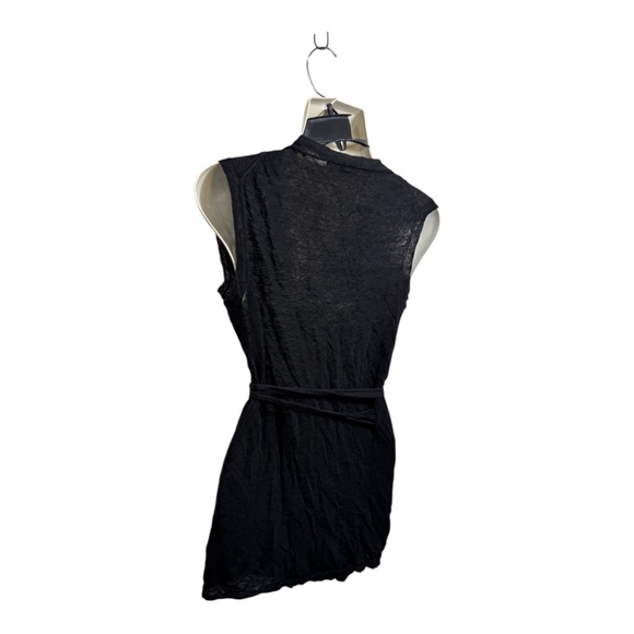 Cassis Wrap Top Womens Size Small Black Linen Knit Tie Lightweight Goth Gypsy - Picture 6 of 7